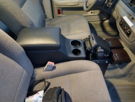 Creative customer install,  Charger console in a Crown Vic, submitted by SDavis